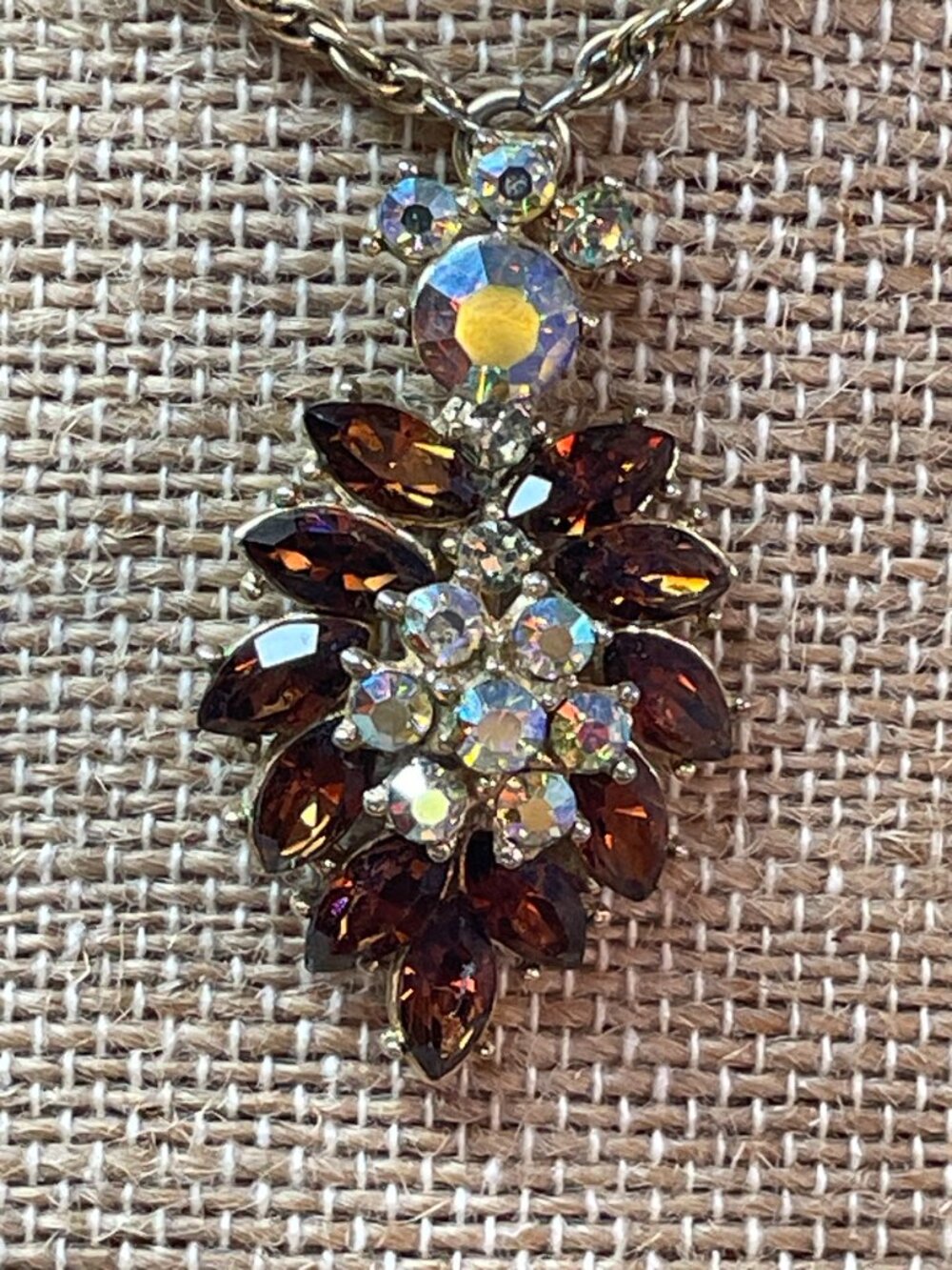 Vintage Crown Trifari Necklace with aurora borealis (AB) rhinestone